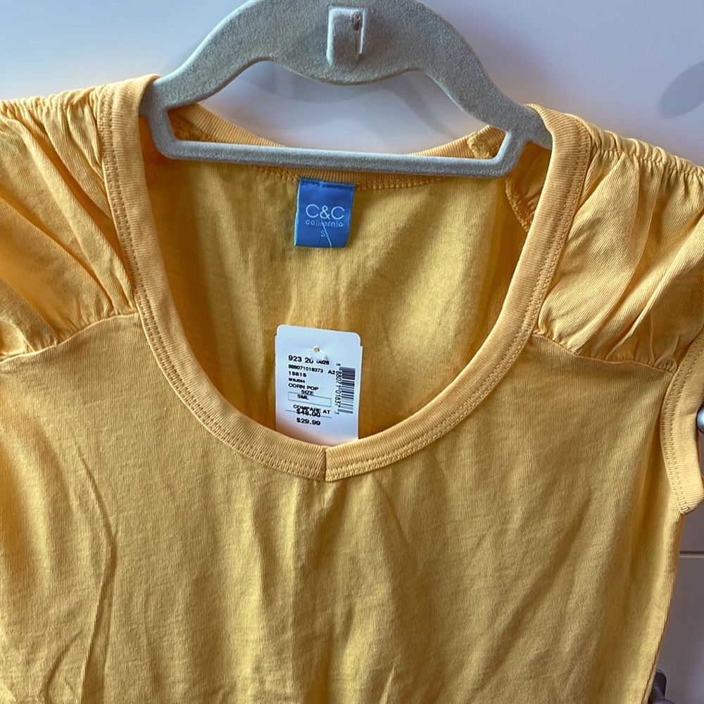 C&C California yellow SL tee, Small, NWT